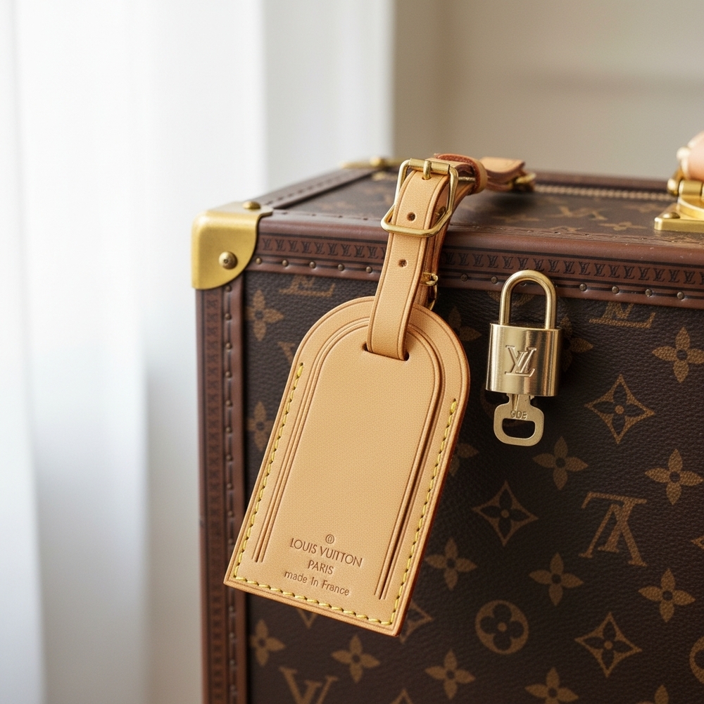 Authentic Louie Vuitton Luggage tag with Lock and Key 010726
